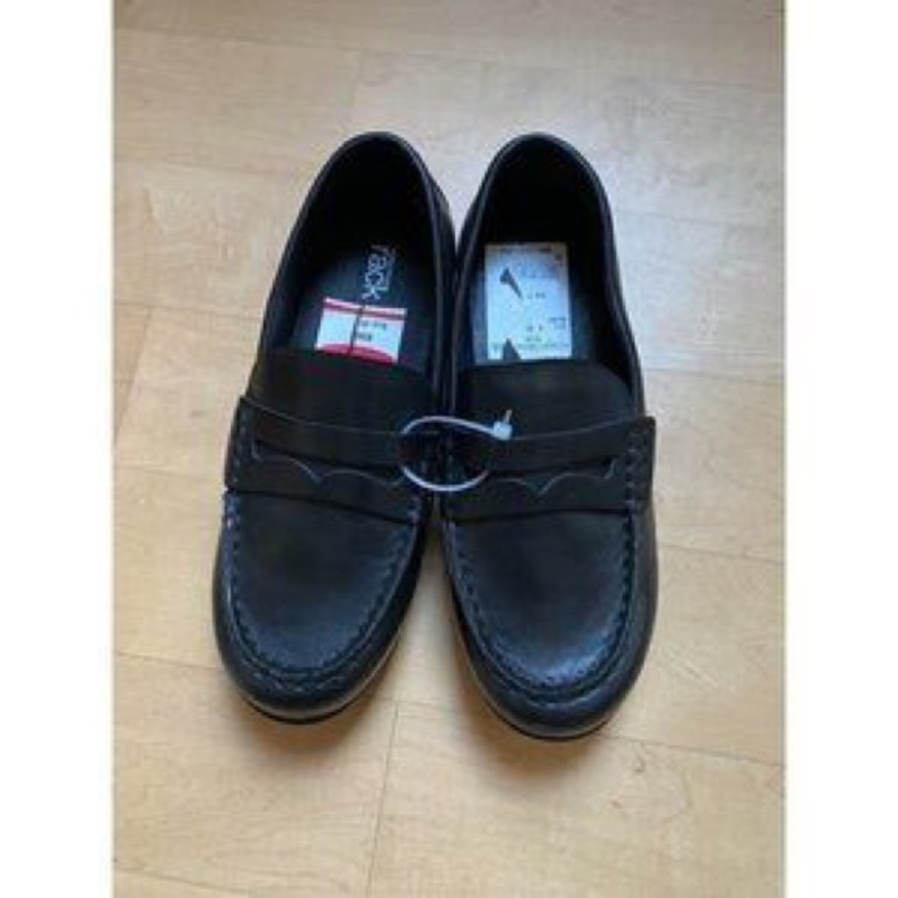 Kids Black Moccasin Loafers with Silver Buckle